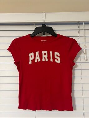 wild fable Red PARIS Graphic Crop Tee Size XS